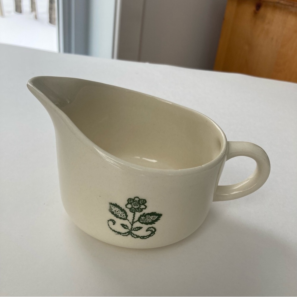 Rare Vintage Floral Green Ceramic Cream Milk Jug Farm Country Cottage Kitchen